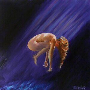 “Fall From Grace“ Original oil painting on Cradled Wood Panel 10" x 10" x 1.5"